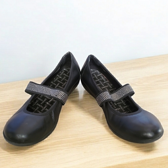 Vionic Ballet Shoes Black 7.5 Leather Mary Jane Flat Comfort Embellished Loafer - Picture 2 of 16
